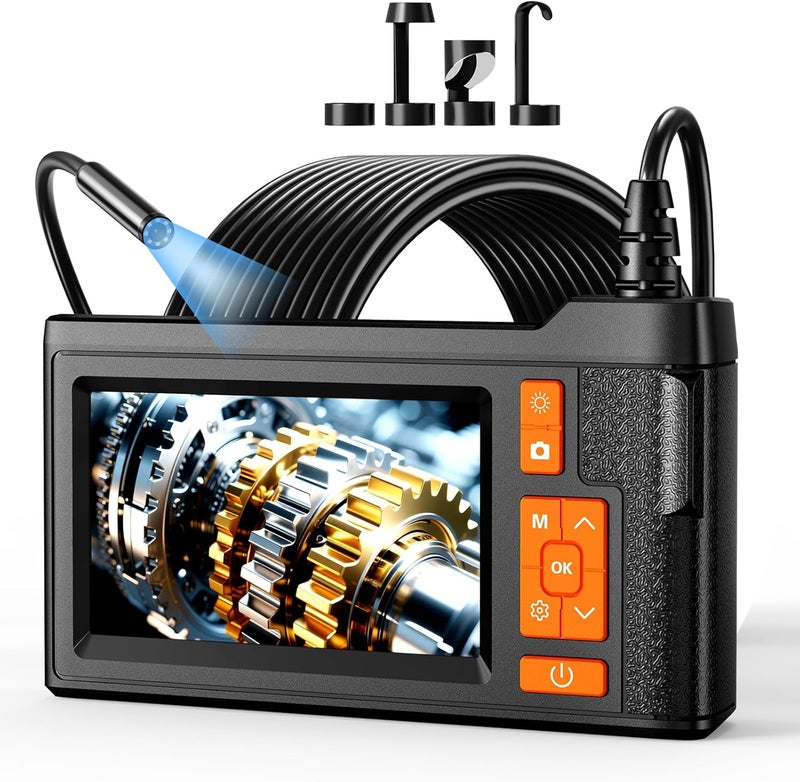 GinoCaco Borescope Inspection Camera with Light – 4.3" Display, 16FT Semi-Rigid Cable, IP67 Waterproof Endoscope for Pipe, Engine & HVAC - Image 1